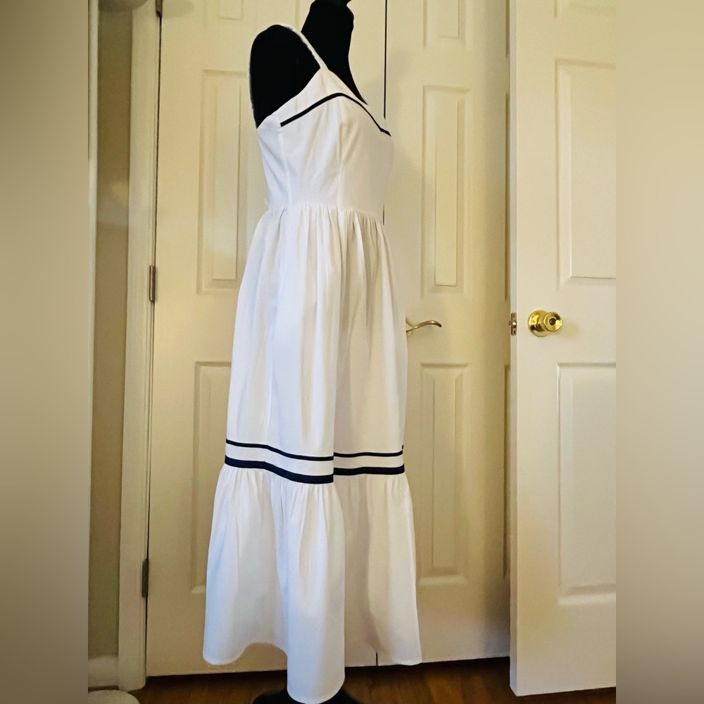 J Crew Corset Midi Dress Navy Trim Size 8 NWT - Picture 3 of 8